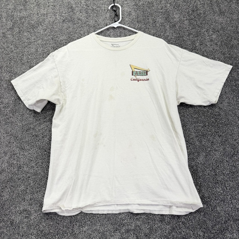 In-N-Out Burger Shirt Mens XL White California Sunset Palm Graphic Tee Fast Food